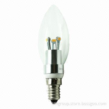 E14 LED candle bulb, LG LED chip, 3W, 180 to 200lm, CE certified, RoHS Directive-compliant